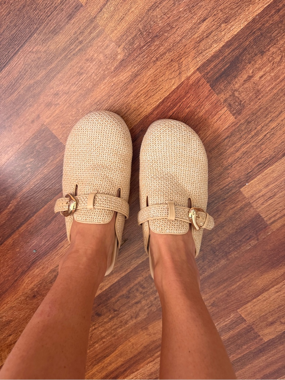Dolce Vita Beige Woven Buckle Mules